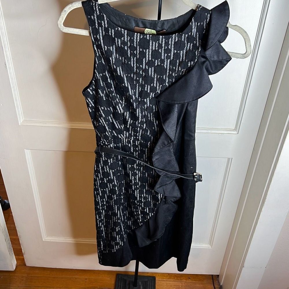 Anthropologie Eva Franco Goya Black Lace Polka Dot Dress NWT Size 4